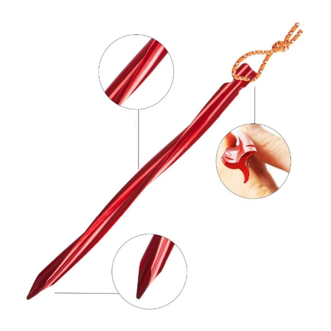 BasicNature Zelthering 'Y-Stake Spiral' 25 Cm Rot 6 Stück 9 BasicNature Zelthering 'Y-Stake Spiral' 25 Cm Rot 6 Stück – Bild 7